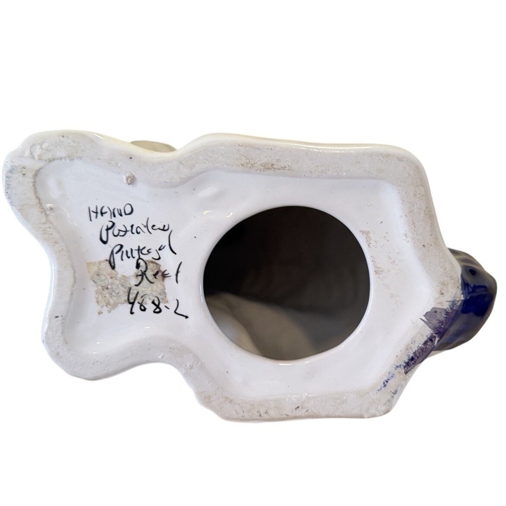 Hand Painted Portugal Blue White Ceramic Staffordshire Spaniel Dog Figurine - Picture 5 of 5